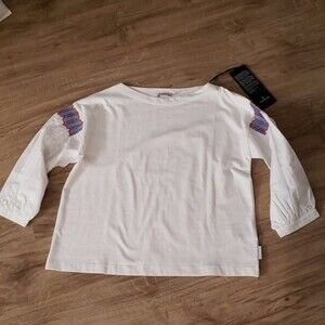NWT Moncler White Feminine Luxury Basic 3/4 Sleeve Cotton Blouse Size Medium